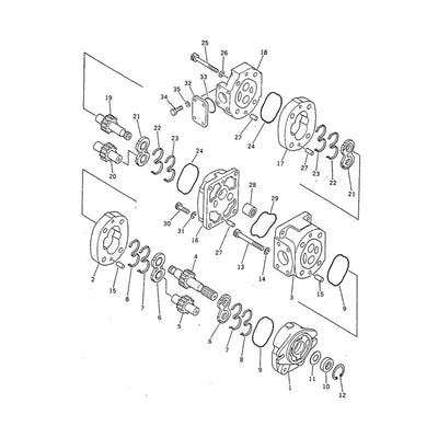 Hydraulic Tandem Pump 705-52-10001 For Komatsu Grader GD605A-3 - Hydraulic Parts > Hydraulic Pump from MyMROmarts
