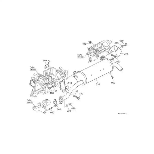 Muffler Silencer for Kubota Engine D1005 - Engine Parts > Air Intake and Exhaust System > Muffler from MyMROmarts