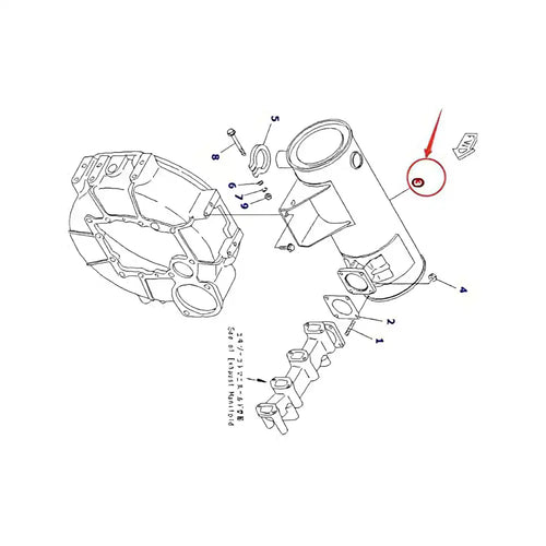 Muffler YM129612-13670 for Komatsu 4D88E Engine PC58UU-3 Excavator - Engine Parts > Air Intake and Exhaust System > Muffler from MyMROmarts