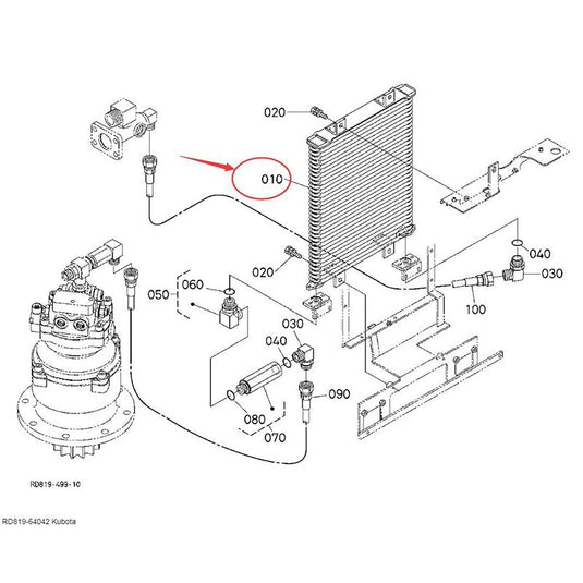 Oil Cooler RD819-64042 for Kubota KX080 Excavator - Engine Parts > Cooling System > Oil Cooler from MyMROmarts
