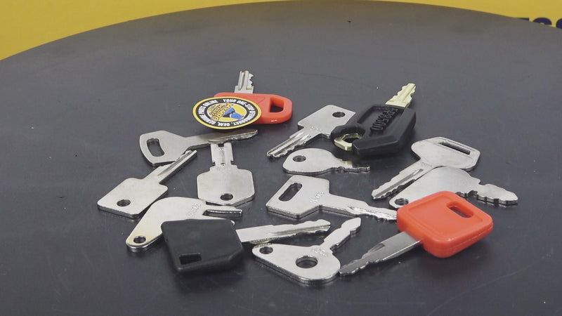 Video laden en afspelen in de galerijviewer, 14 stuks contactsleutel voor CASE JCB Caterpillar CAT Komatsu Bobcat Hyster Kobelco Kawasaki zwaar materieel
