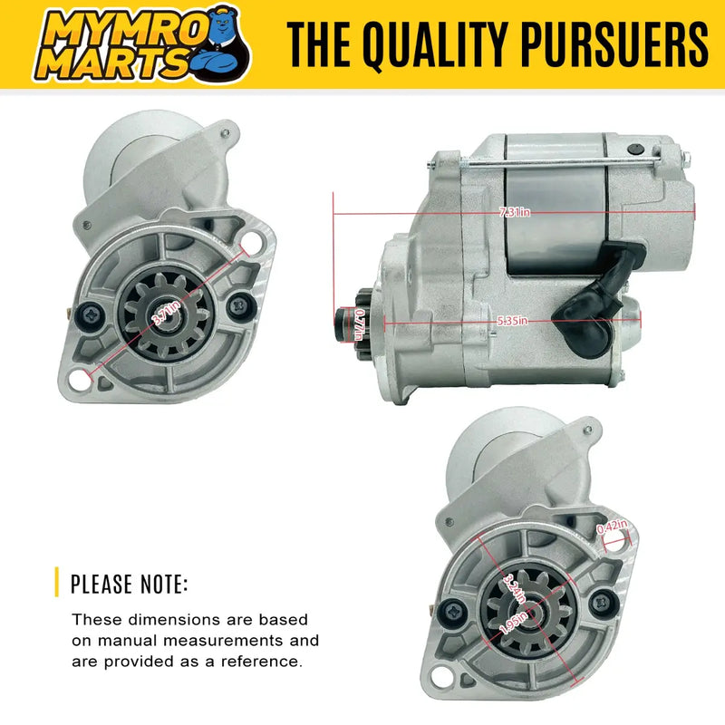 Load image into Gallery viewer, Starter Motor 6636421 AM100807 119620-77011 for Bobcat 56 Excavator John Deere 430 455 F925 F932 F935 755 756 Tractors Mustang 920 Loader w/ Yanmar 3TNE74 3T72 3TNA72 Diesel Engines 12V 11T from MyMROmarts
