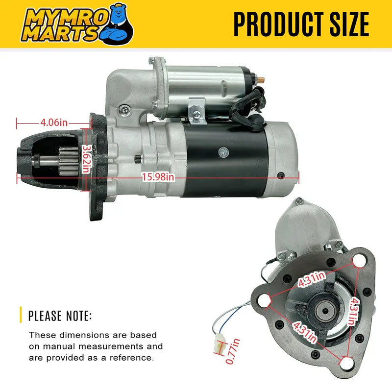 Load image into Gallery viewer, 24V 12T Starter Motor 600-813-3330 for Komatsu 6D95L-1L-WR S6D95L-1B 6D95L-1L-WR 6D95L-1L WA100-1 WA100SS-1 WA100SSS-1 WR11-1 WR11SS-1 WA150-1 from MyMROmarts
