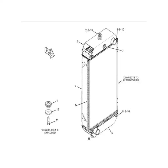 Engine Water Radiator Core 3105882 for Caterpillar CAT 120K Motor Grader from MyMROmarts