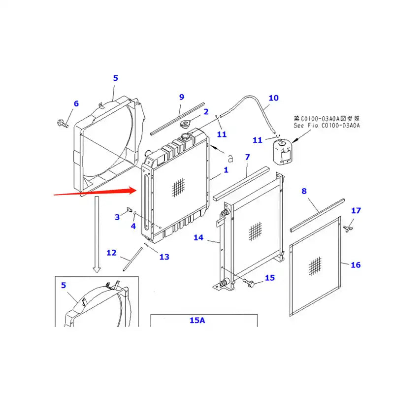 Load image into Gallery viewer, Water Engine Radiator Core Assy 201-03-72112 For Komatsu PC60-7 PC70-7 Engine 4D102 4D95 from MyMROmarts
