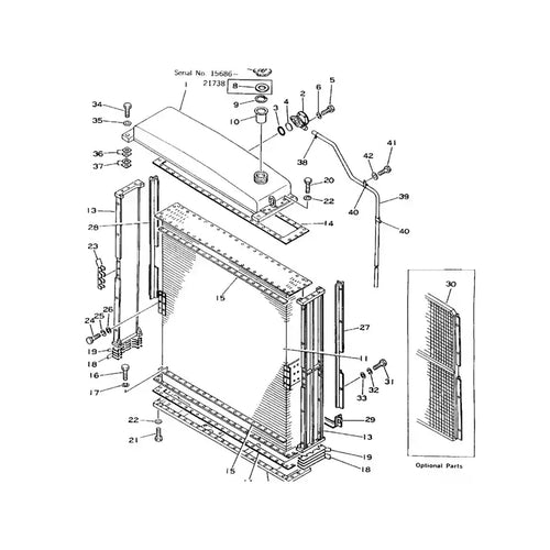 Water Tank Engine Radiator 175-03-00290 for Komatsu D150A-1 Bulldozer from MyMROmarts