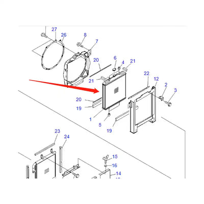 Water Tank Engine Radiator ASS'Y 21W-03-41110 For Komatsu Excavator PC78MR-6 PC78US-6 PC78UU-6 from MyMROmarts