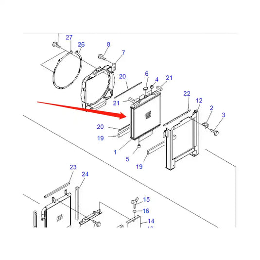Water Tank Engine Radiator ASS'Y 21W-03-41110 For Komatsu Excavator PC78MR-6 PC78US-6 PC78UU-6 from MyMROmarts