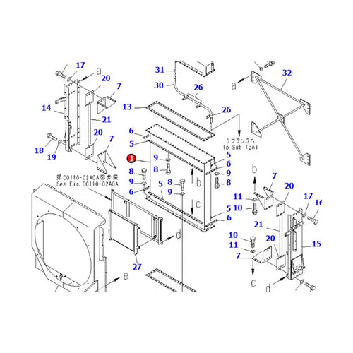 Water Tank Engine Radiator Core ASSY 426-03-11122 For Komatsu Wheel Loader WA600-1 WD600-1 568 from MyMROmarts