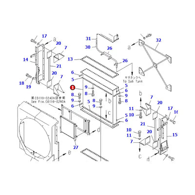 Water Tank Engine Radiator Core ASSY 426-03-11122 For Komatsu Wheel Loader WA600-1 WD600-1 568 from MyMROmarts