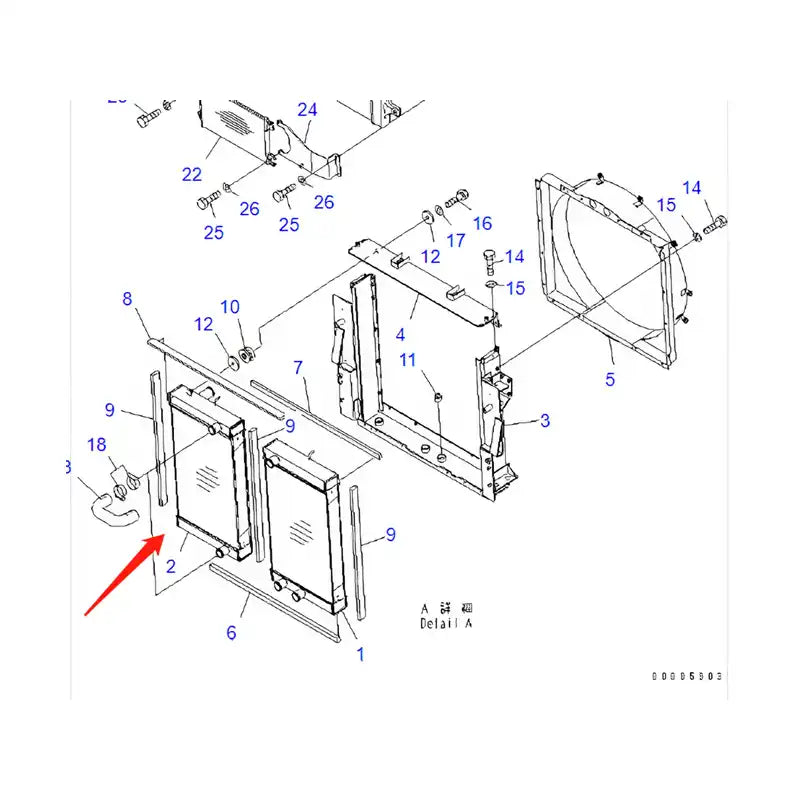 Load image into Gallery viewer, Water Tank Engine Radiator Core Assembly 56B-03-21220 For Komatsu Dump Truck HM350-2 HM350-2R HM400-2 HM400-2R from MyMROmarts
