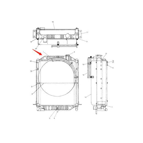 Water Tank Engine Radiator Core ASSY 2452U413S1 for Kobelco Excavator SK100-3 from MyMROmarts