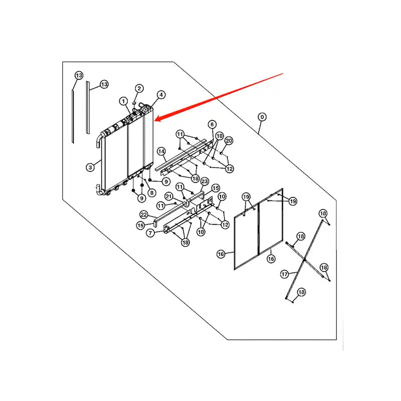 Watertankmotorradiatorkern ASSY 4650352 voor John Deere graafmachine 220DW 225DLC 