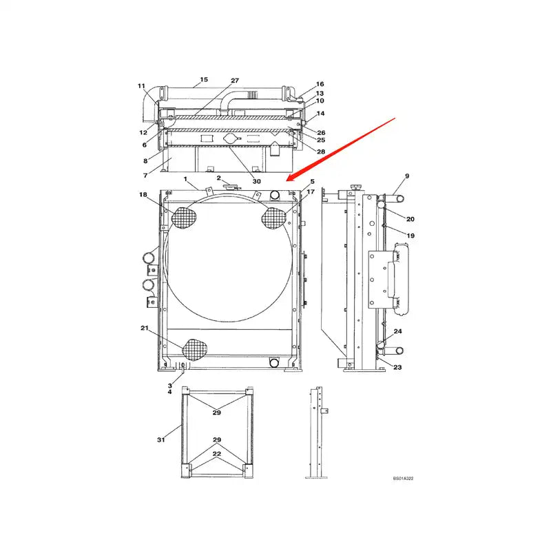 Water Tank Engine Radiator Core ASSY LN00065 for Case Excavator CX240 CX240LR