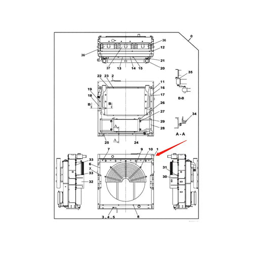 Water Tank Engine Radiator Core ASSY LN001620 LN002530 for Case Excavator CX800 CX800B from MyMROmarts
