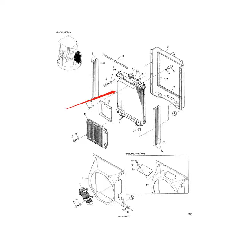 Load image into Gallery viewer, Water Tank Engine Radiator Core ASSY PM05P00010F1 PM05P00010S001 for Kobelco Excavator 35SR-2 30SR-2 from MyMROmarts

