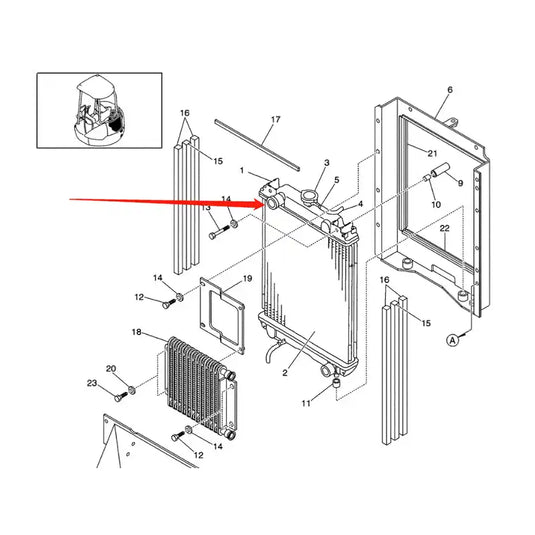 Water Tank Engine Radiator Core ASSY PM05P00010F1 PM05P00010S001 for Case Excavator CX31 from MyMROmarts