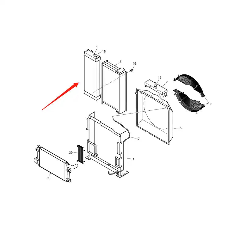 Load image into Gallery viewer, Water Tank Engine Radiator K9001934 202-00151B for Doosan Excavator DX420 DX480 DX520 from MyMROmarts
