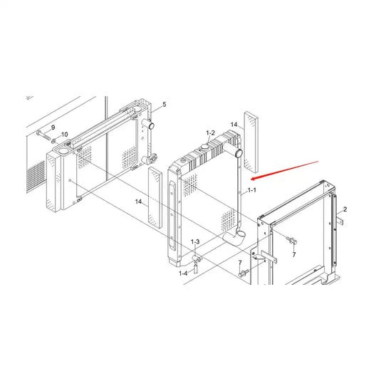 Water Tank Engine Radiator 11NA-40230 for Hyundai Excavator R320LC-7 R360LC-7 from MyMROmarts