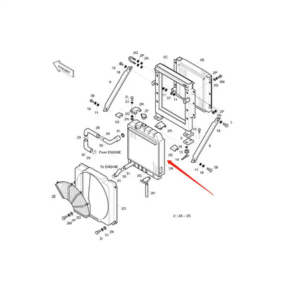 Water Tank Engine Radiator 13840000-1 for Doosan Excavator S220LC-III from MyMROmarts