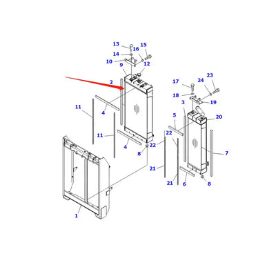 Water Tank Engine Radiator 14X-03-35111 for Komatsu D65WX-15E0 65EX-15E0 D65PX-15E0 Bulldozers from MyMROmarts