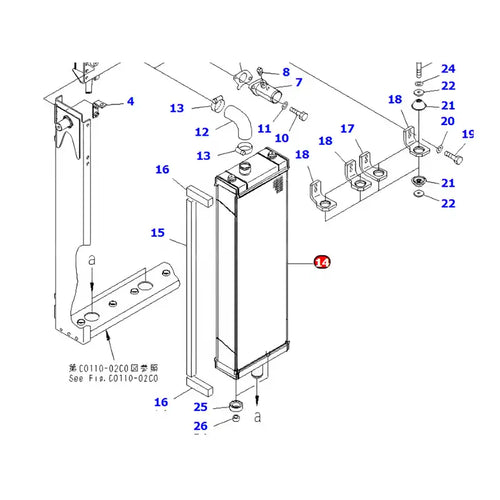 Water Tank Engine Radiator 154-03-75911 for Komatsu D85PX-15E0 Bulldozers from MyMROmarts