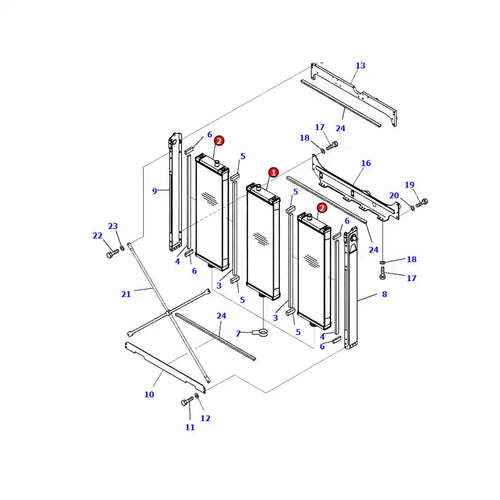 Water Tank Engine Radiator 195-03-63113 for Komatsu D375A-6 Bulldozer from MyMROmarts