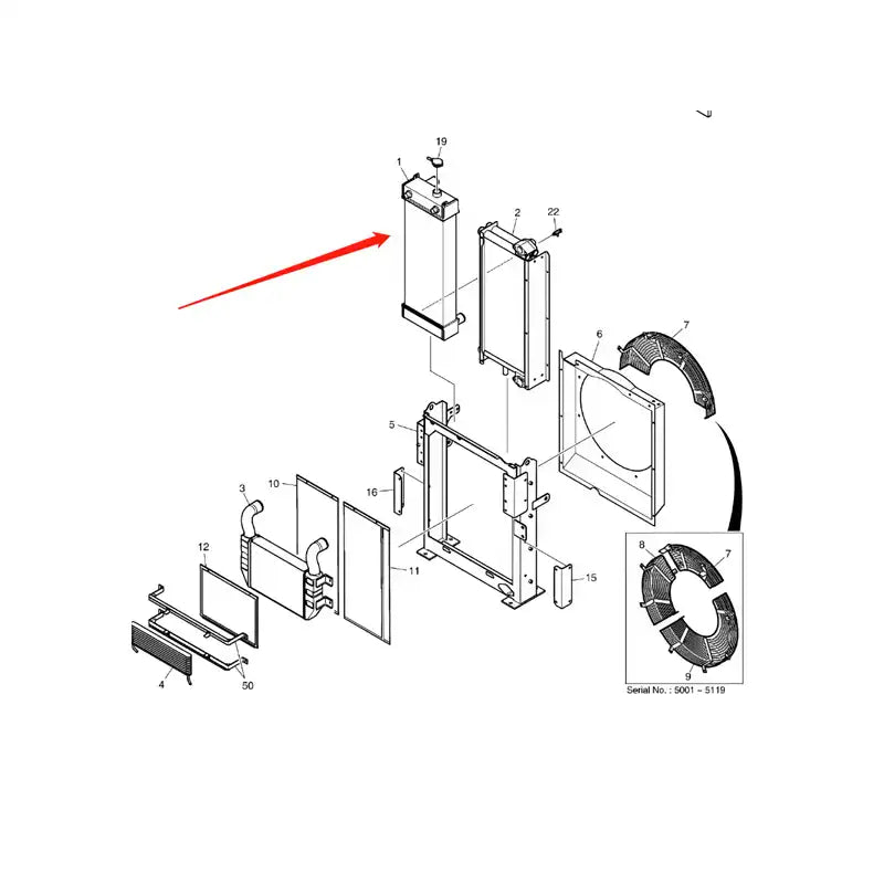 Load image into Gallery viewer, Water Tank Engine Radiator K1009271B for Doosan Excavator DX140W DX180LC from MyMROmarts

