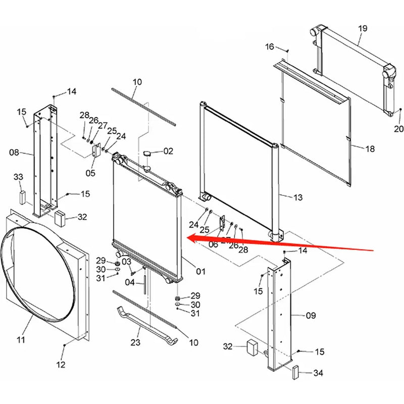 Load image into Gallery viewer, Water Tank Engine Radiator YA00012059 for Hitachi Excavator ZAX360 from MyMROmarts
